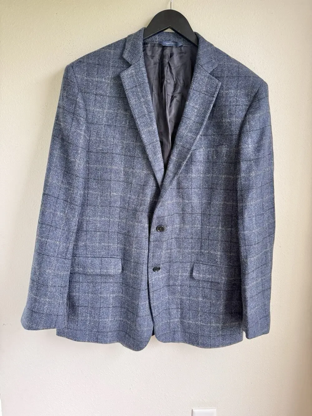 Brooks Brothers Blazer Mens 46R Navy Regent Windowpane Sport Coat